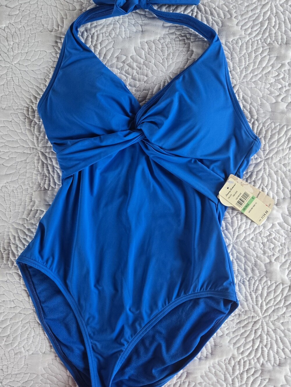 Tommy Bahama Royal Blue Twist-Front Halter One-Piece Swimsuit Size 8